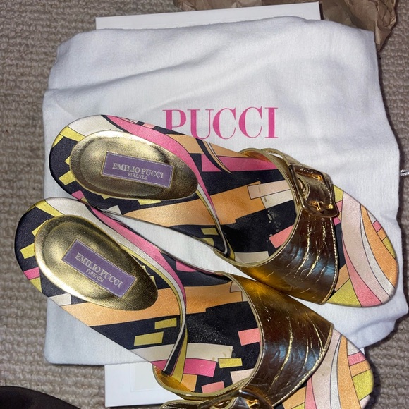 Emilio Pucci Multicolor Gold Sandals - Picture 1 of 2
